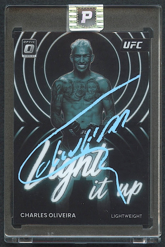 Charles Oliveira Signed 2023 Donruss Optic UFC Light It Up #3 (PA Encapsulated)