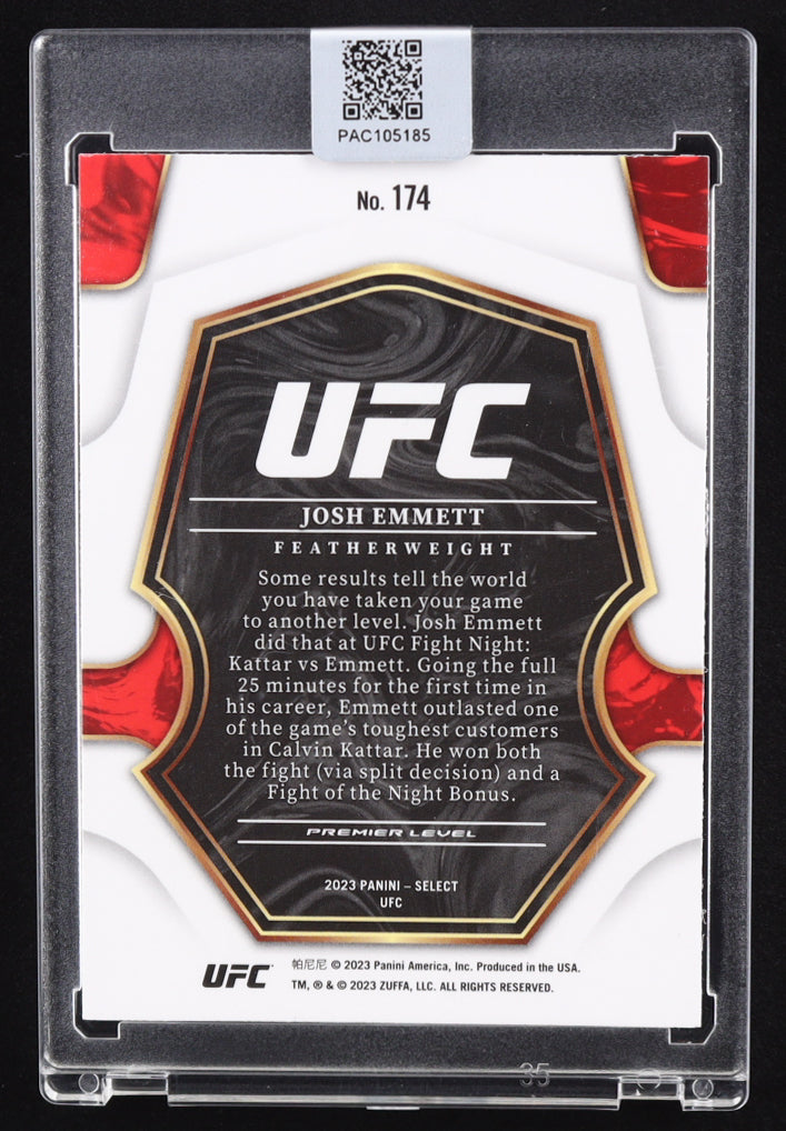 Josh Emmett AUTO 2023 Panini Select UFC SILVER PRIZM Beckett BAS COA On-Card