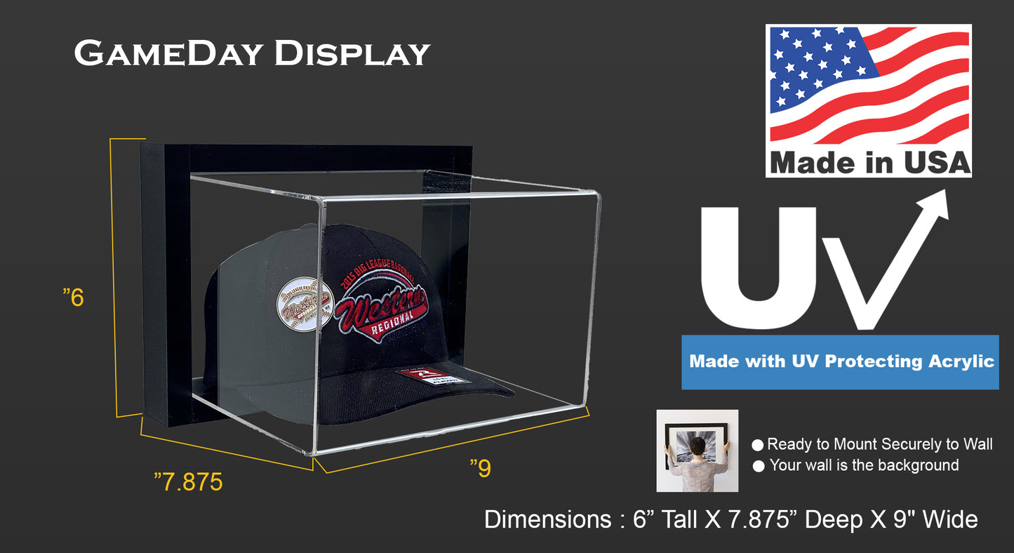 Framed Acrylic Wall Mount Hat Display Case