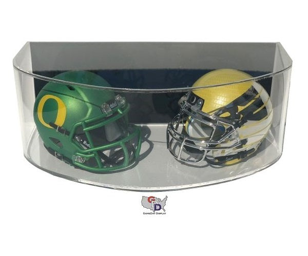 double helmet football Curved Acrylic Wall Mount Double Mini Helmet Display Case – GameDay Display