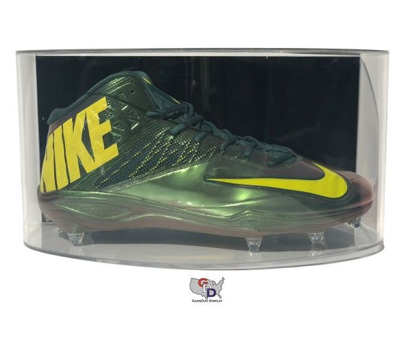 Curved Acrylic Wall Mount Large Shoe Display Case - Size 17 and Under