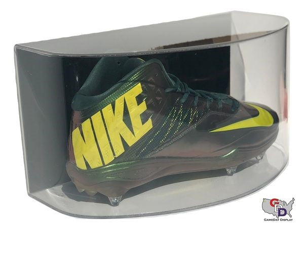 Curved Acrylic Wall Mount Large Shoe Display Case - Size 17 and Under