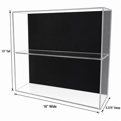 Empty 4 mini helmet case with 16 inch width, 12 inch height and 5.375 inch depth marked