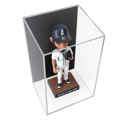 Angled view of the bobblehead display case