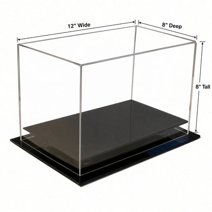 Empty boxing glove case with 12 inch width, 8 inch depth and 7 inch height marked