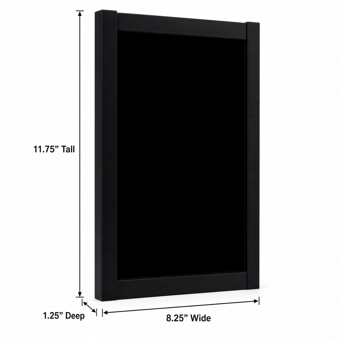 Empty comic book frame with 8.25 inch width, 11.75 inch height and 1.25 inch depth marked