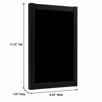 Empty comic book frame with 8.25 inch width, 11.75 inch height and 1.25 inch depth marked