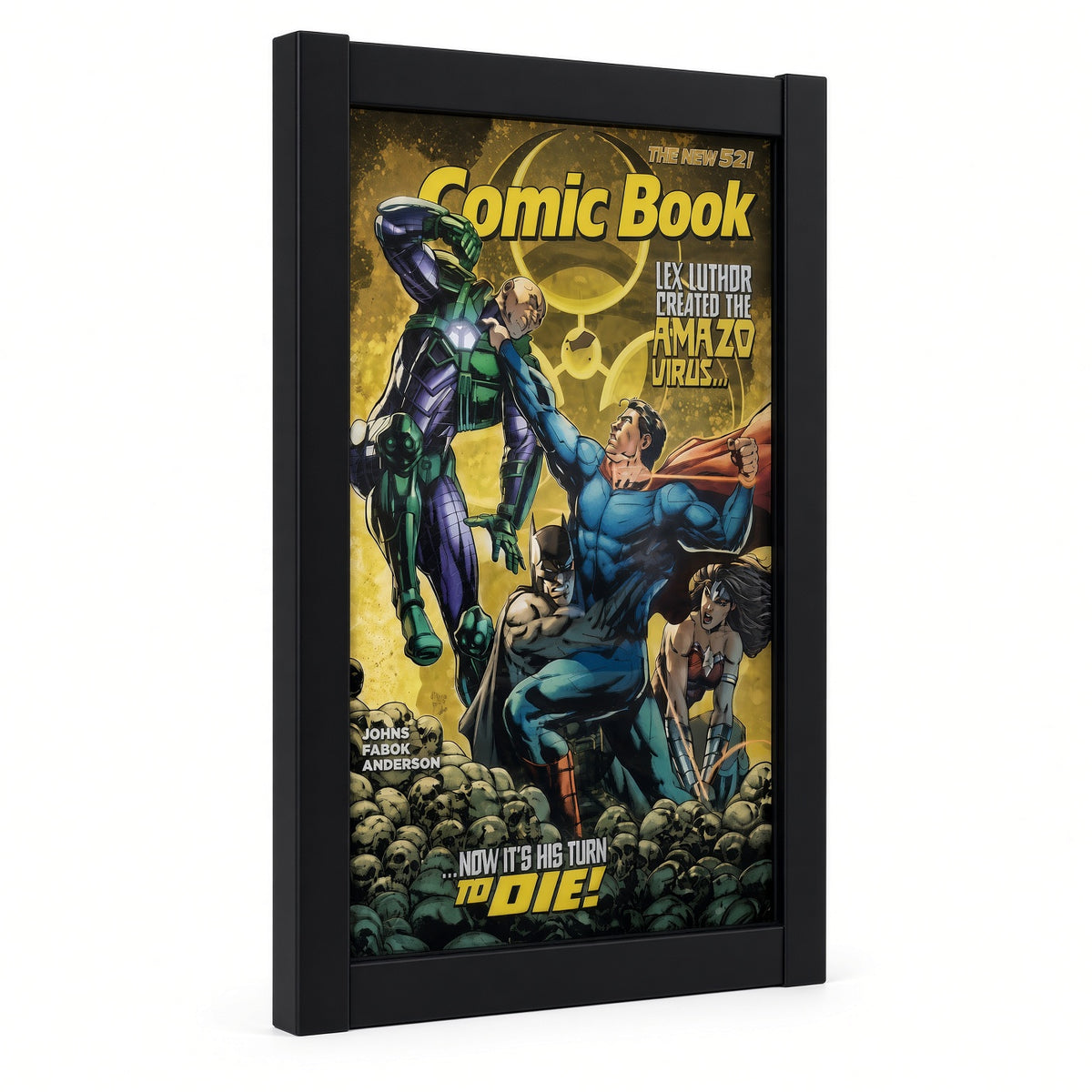 Front view of a comic book inside the black frame