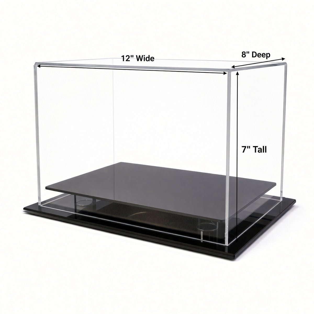 Empty football case with 12 inch width, 8 inch depth and 7 inch height marked