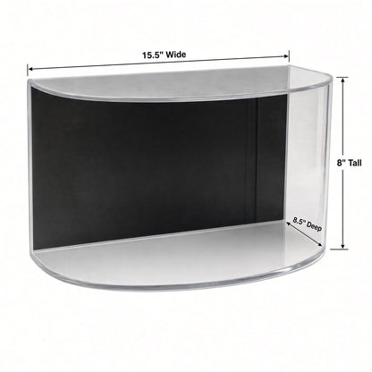 Empty curved football case with 15.5 inch width, 8 inch height and 8.5 inch depth marked