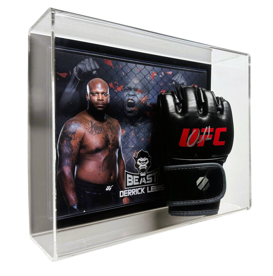 Derrick Lewis Signed UFC Glove Beckett Witness Auth. in Wall Mount Display Case - 20241104.1