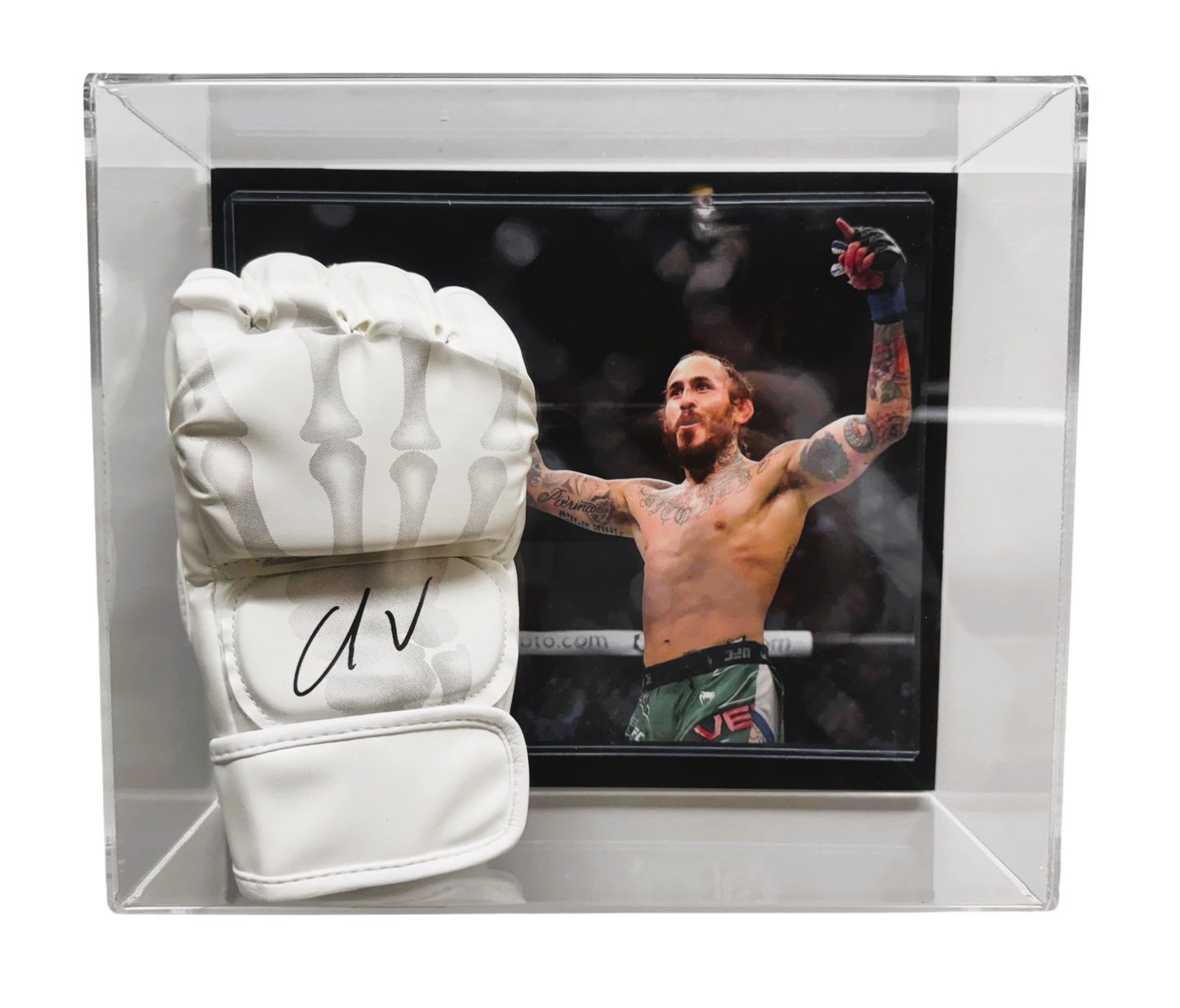 Marlon "Chito" Vera Signed UFC Glove Beckett Witness Auth. in Wall Mount Display Case - 20241104.1