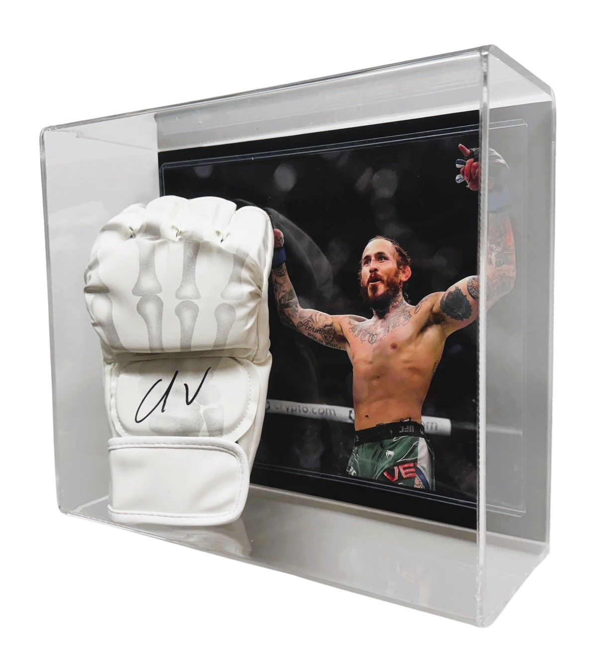 Marlon "Chito" Vera Signed UFC Glove Beckett Witness Auth. in Wall Mount Display Case - 20241104.1