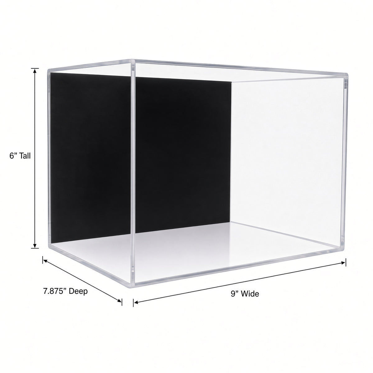 Empty mini helmet case with 9 inch width, 6 inch height and 7.875 inch depth marked
