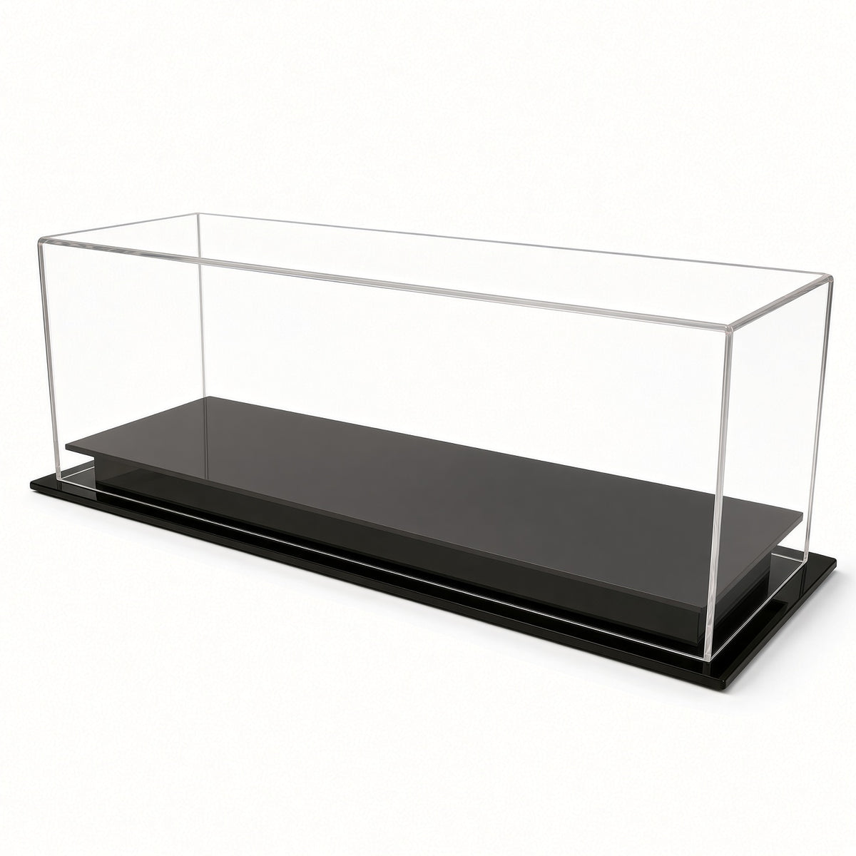 Empty triple mini helmet table top case with black base