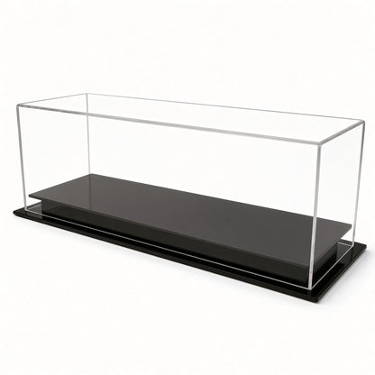 Empty triple mini helmet table top case with black base