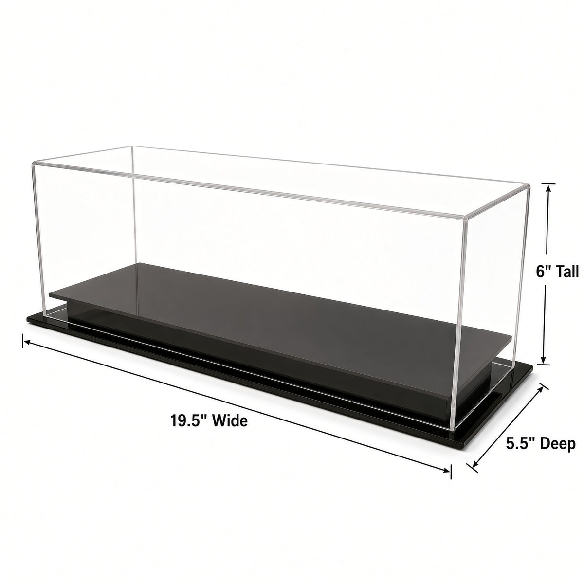 Empty triple mini helmet case with 19.5 inch width, 6 inch height and 5.5 inch depth marked