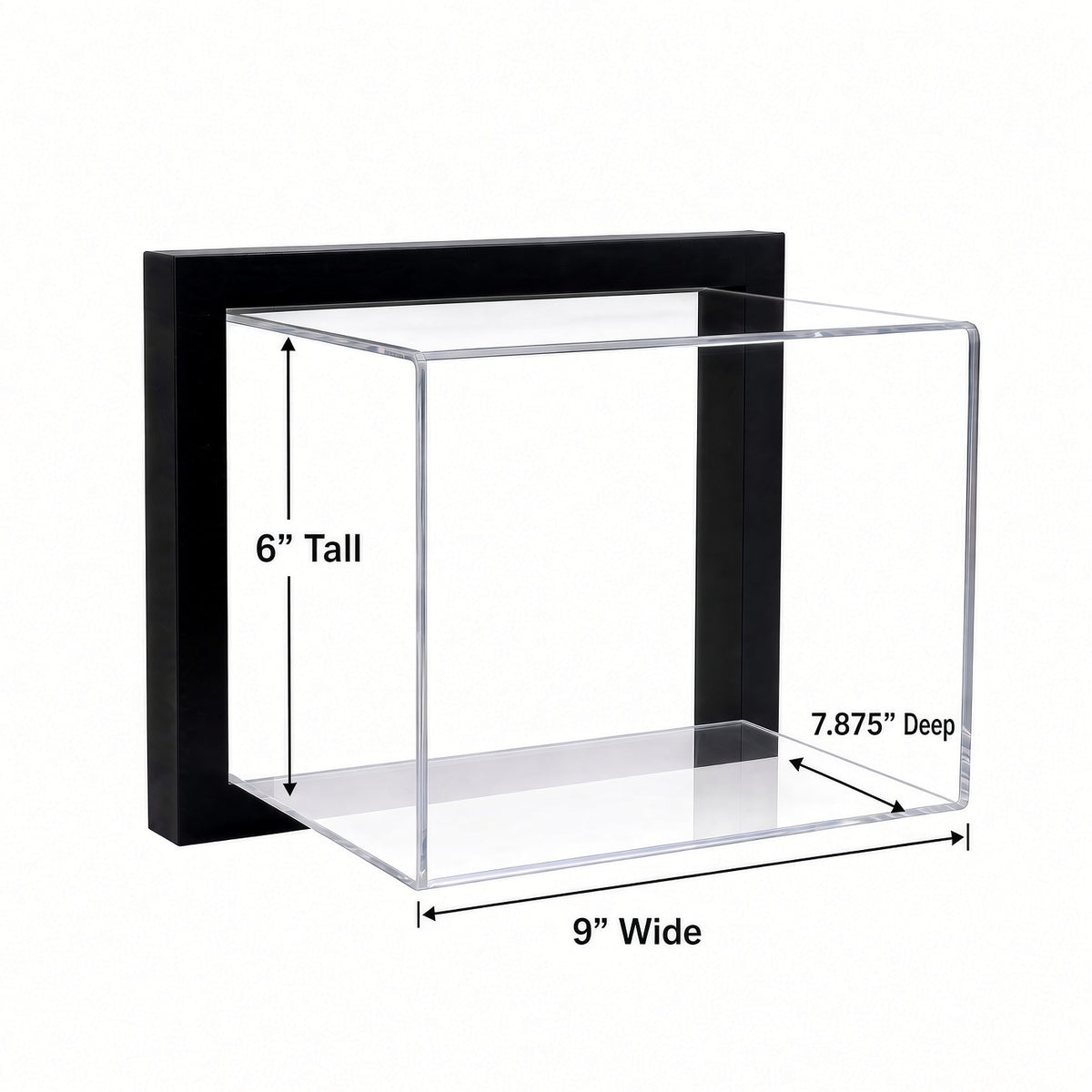Empty framed mini helmet case with 6 inch height, 7.875 inch depth and 9 inch width marked