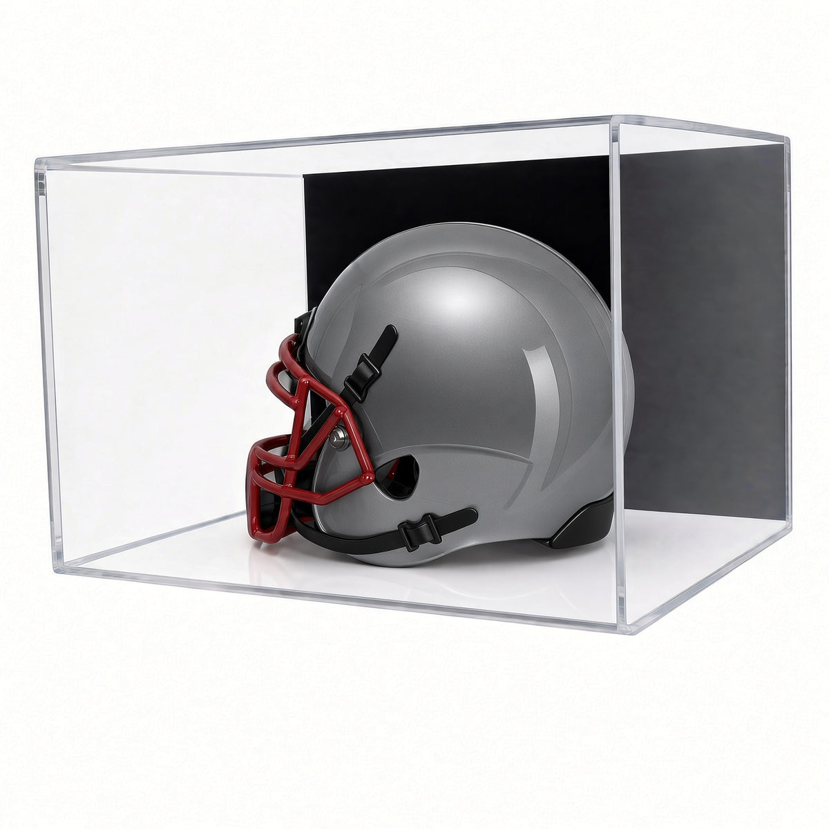 Side angle of the mini helmet wall mount case with helmet