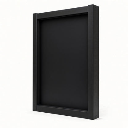 Empty black sports program display frame