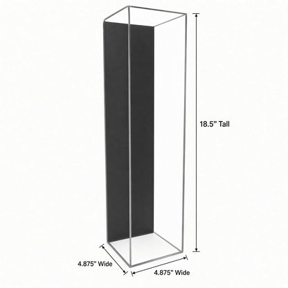 Empty pylon case with 18.5 inch height, 4.875 inch width and 4.875 inch depth marked