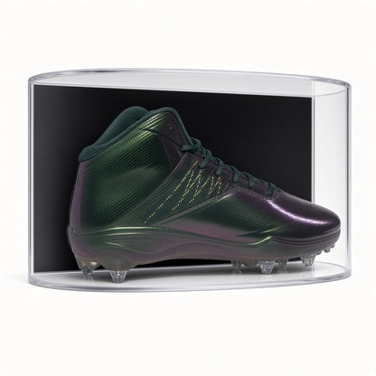 Front view of a cleat inside the curved shoe case