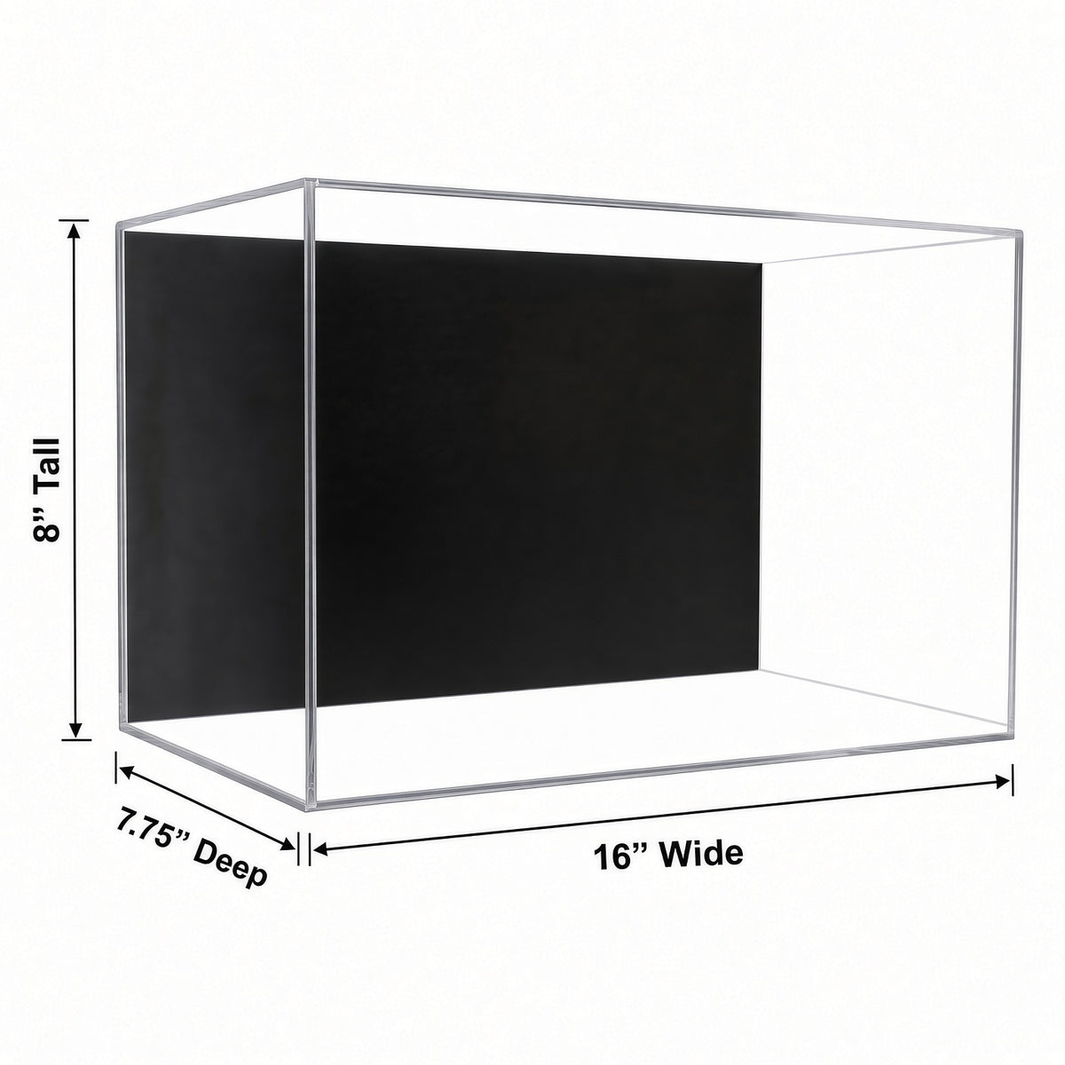 Empty large shoe case with 16 inch width, 8 inch height and 7.75 inch depth marked