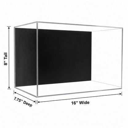 Empty large shoe case with 16 inch width, 8 inch height and 7.75 inch depth marked