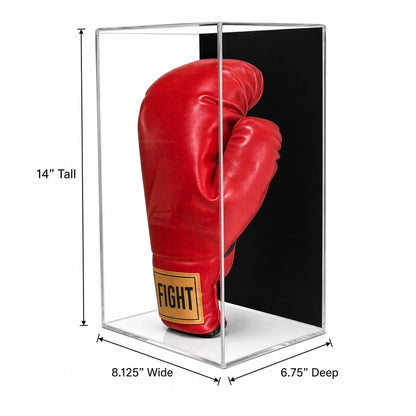 Vertical glove case with 14 inch height, 8.125 inch width and 6.75 inch depth marked