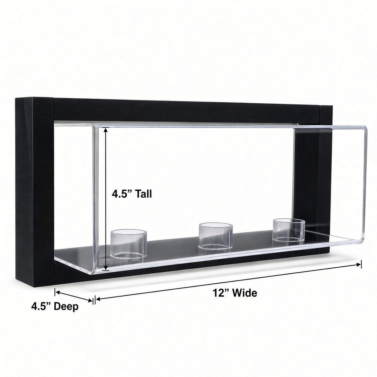 Empty framed 3 baseball case with 4.5 inch height, 4 inch depth and 12 inch width marked