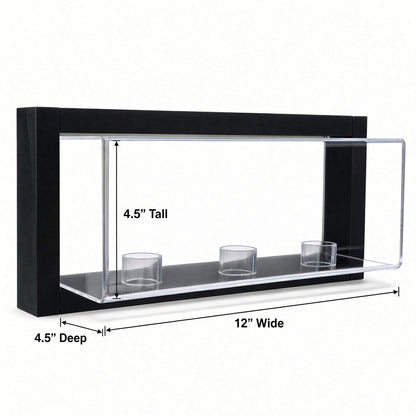 Empty framed 3 baseball case with 4.5 inch height, 4 inch depth and 12 inch width marked