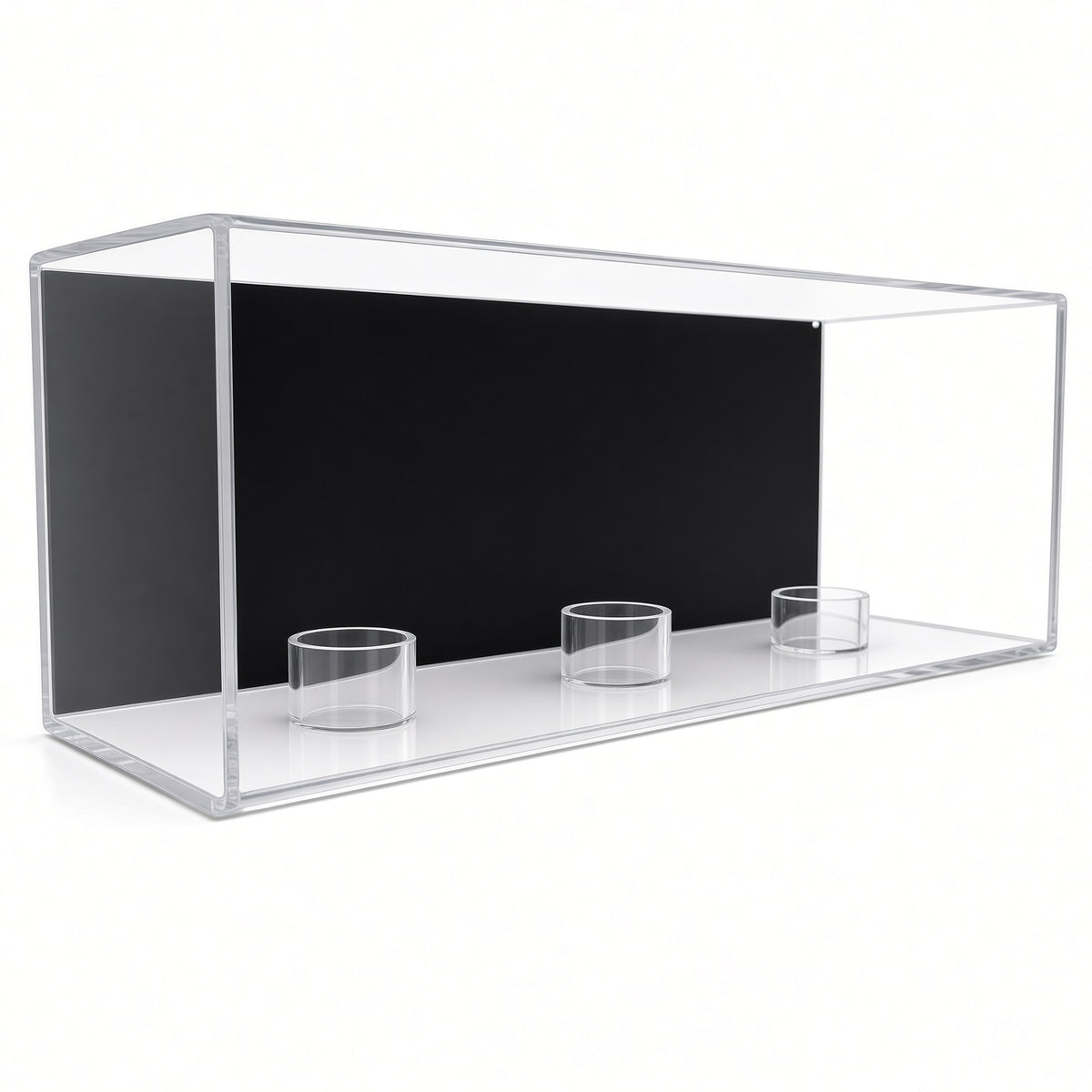 Empty 3 baseball wall mount case showing the three ball rings