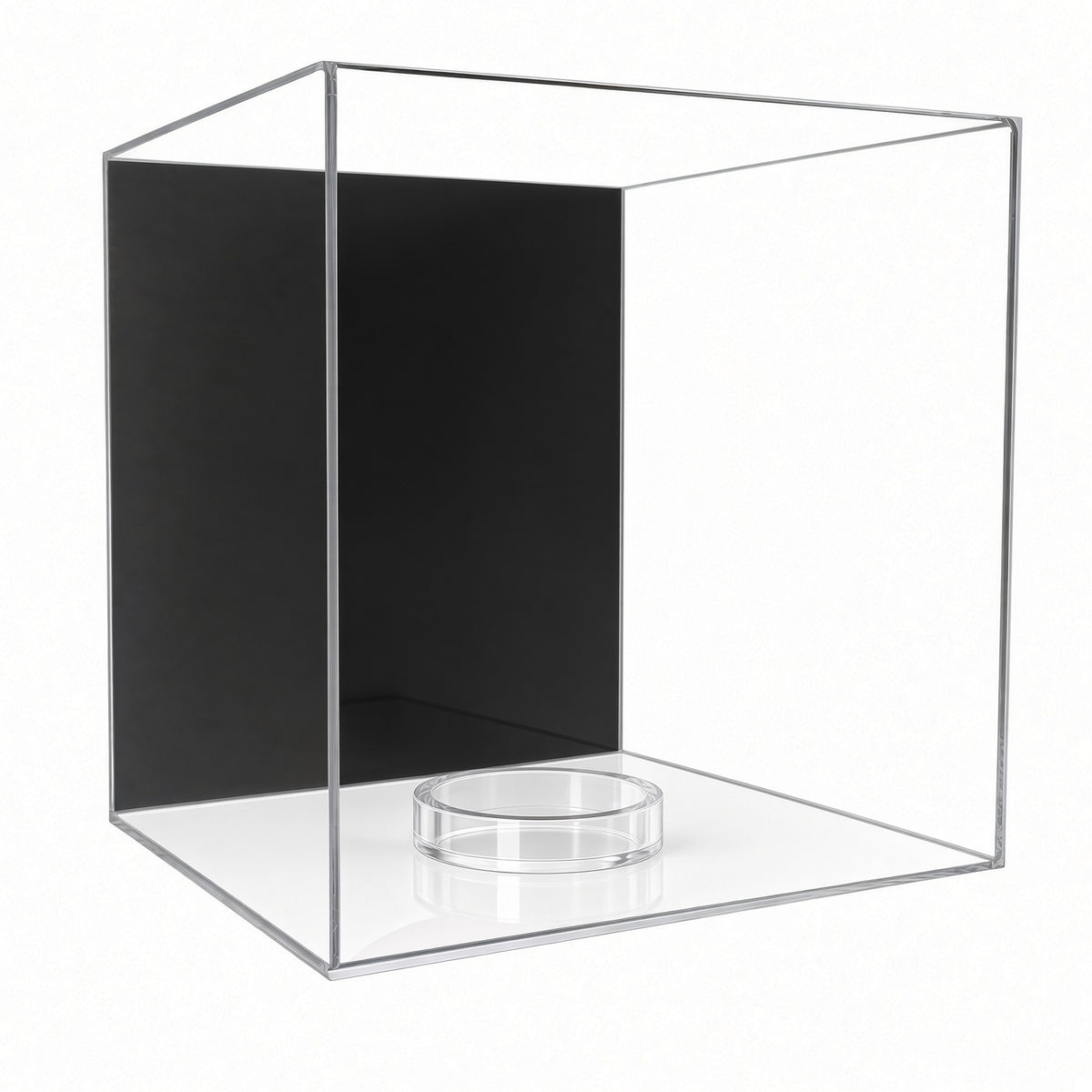 Empty basketball wall mount case showing the clear ring stand