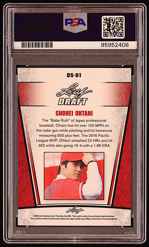 Shohei Ohtani 2018 Leaf Ohtani Draft Silver #DS01 RC (PSA 10)