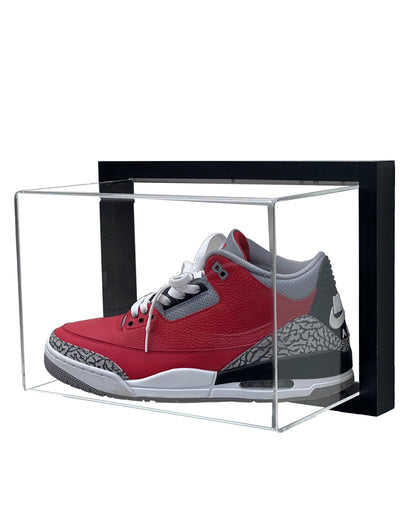 Framed Acrylic Wall Mount Shoe Display Case Size 11 and Under