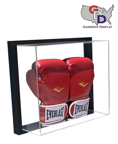 Framed Acrylic Wall Mount Double Boxing Glove Display UV Protecting