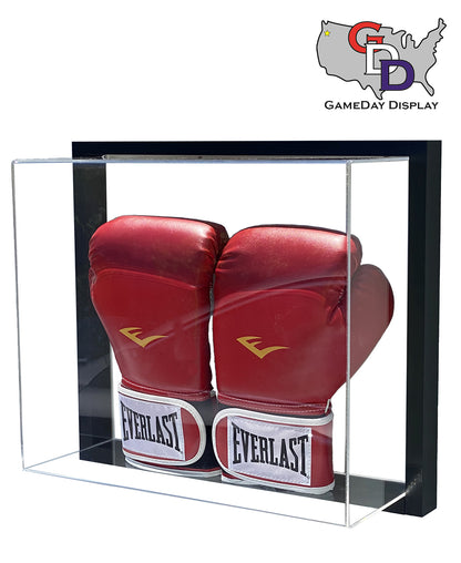 Framed Acrylic Wall Mount Double Boxing Glove Display UV Protecting