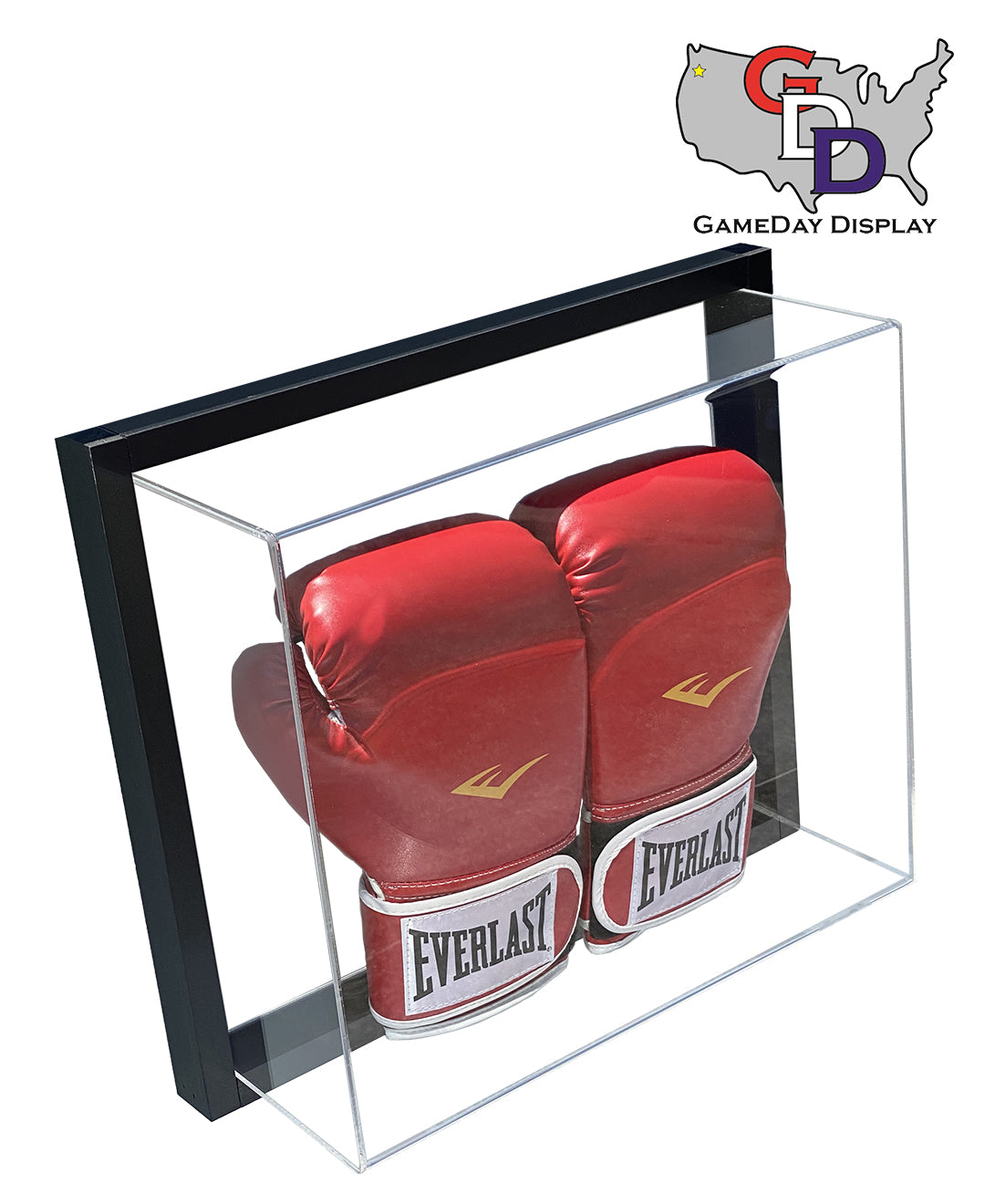 Framed Acrylic Wall Mount Double Boxing Glove Display UV Protecting