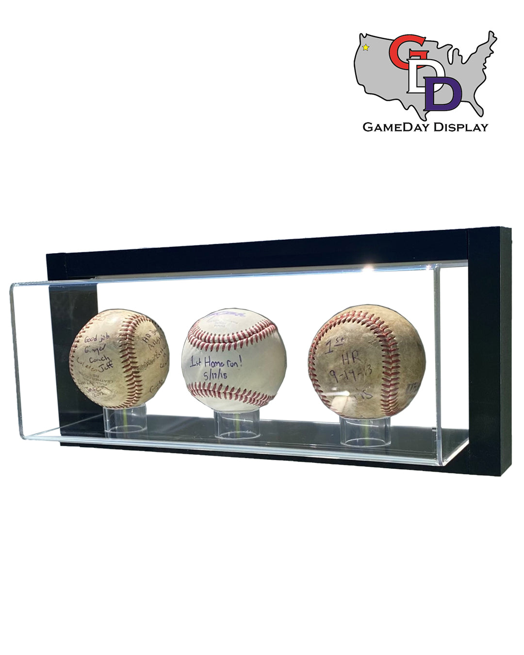 Framed Acrylic Wall Mount 3 Baseball Display Case