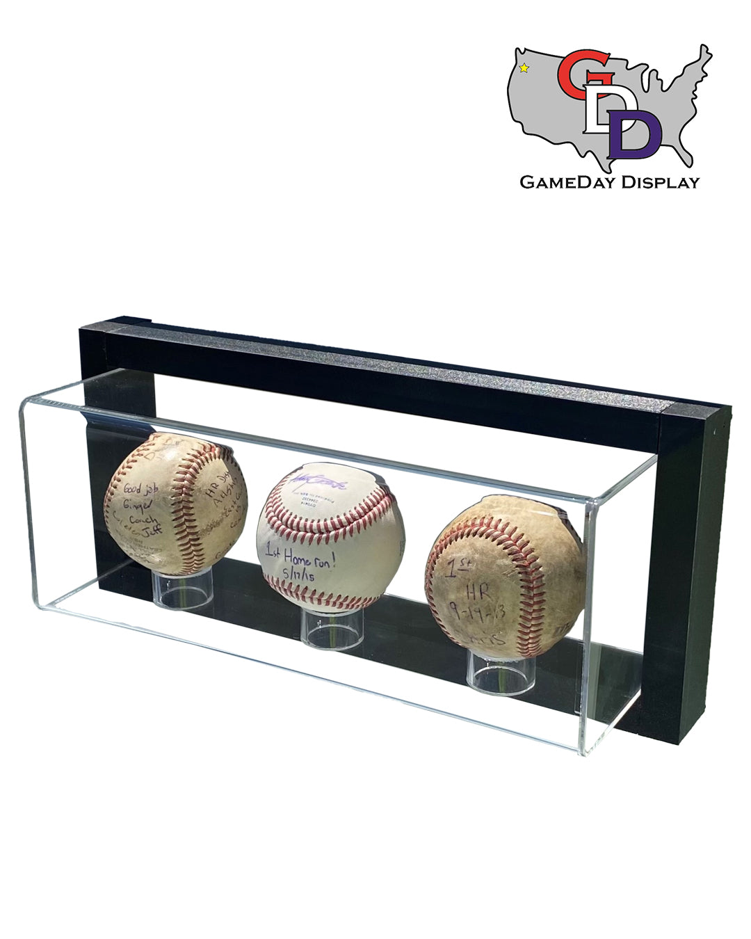 Framed Acrylic Wall Mount 3 Baseball Display Case