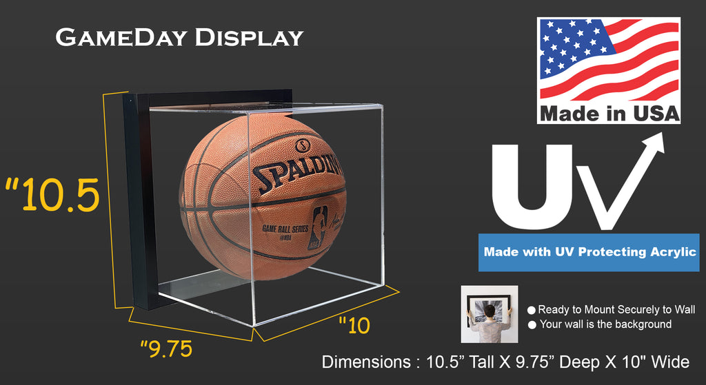 Framed Acrylic Wall Mount Full Size Basketball Display Case