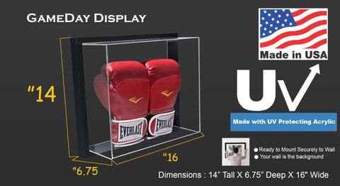 Framed Acrylic Wall Mount Double Boxing Glove Display UV Protecting