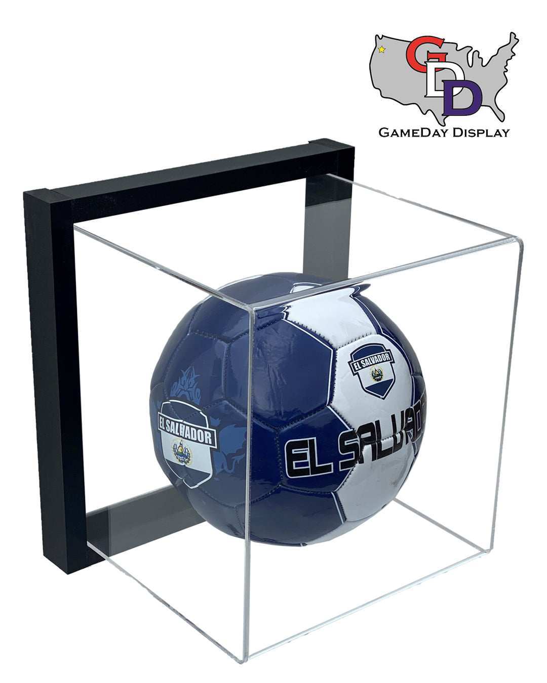 Framed Acrylic Full Size Soccer Ball Display Case UV Protecting Secure Mount