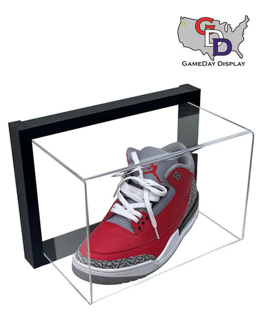 Image of Framed Acrylic Wall Mount Shoe Display Case Size 11 and Under