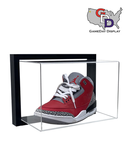 Framed Acrylic Wall Mount Shoe Display Case Size 11 and Under