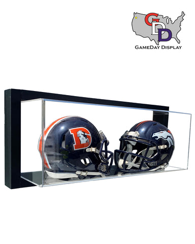 Framed Acrylic Wall Mount Double Mini Helmet Display