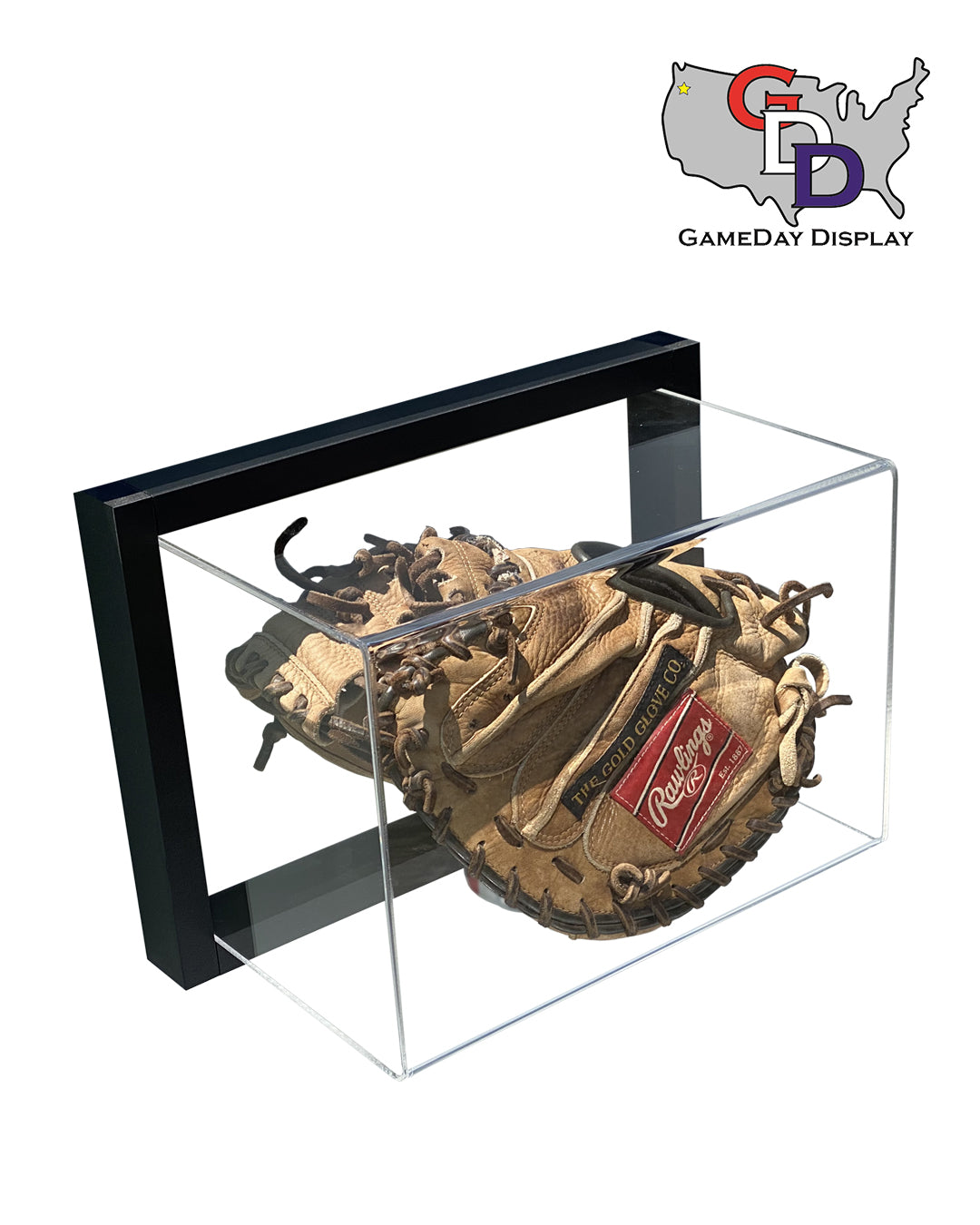 Framed Acrylic Wall Mount Baseball Glove Mitt Display UV Protecting