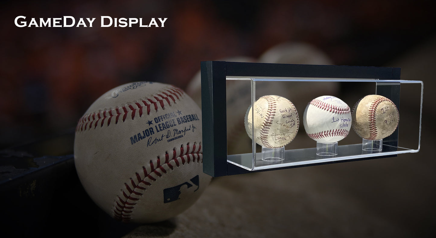 Framed Acrylic Wall Mount 3 Baseball Display Case