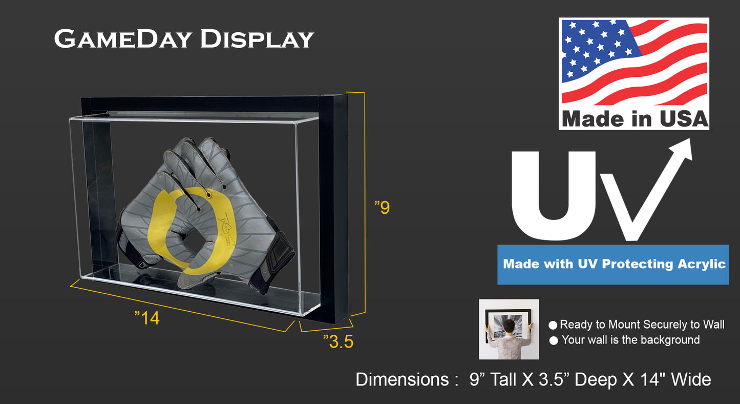 Framed Acrylic Wall Mount Football Glove Display Case