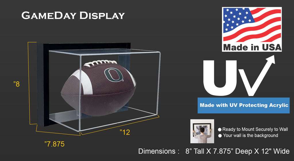 Framed UV Protecting Acrylic Wall Mounting Full Size Football Display Case